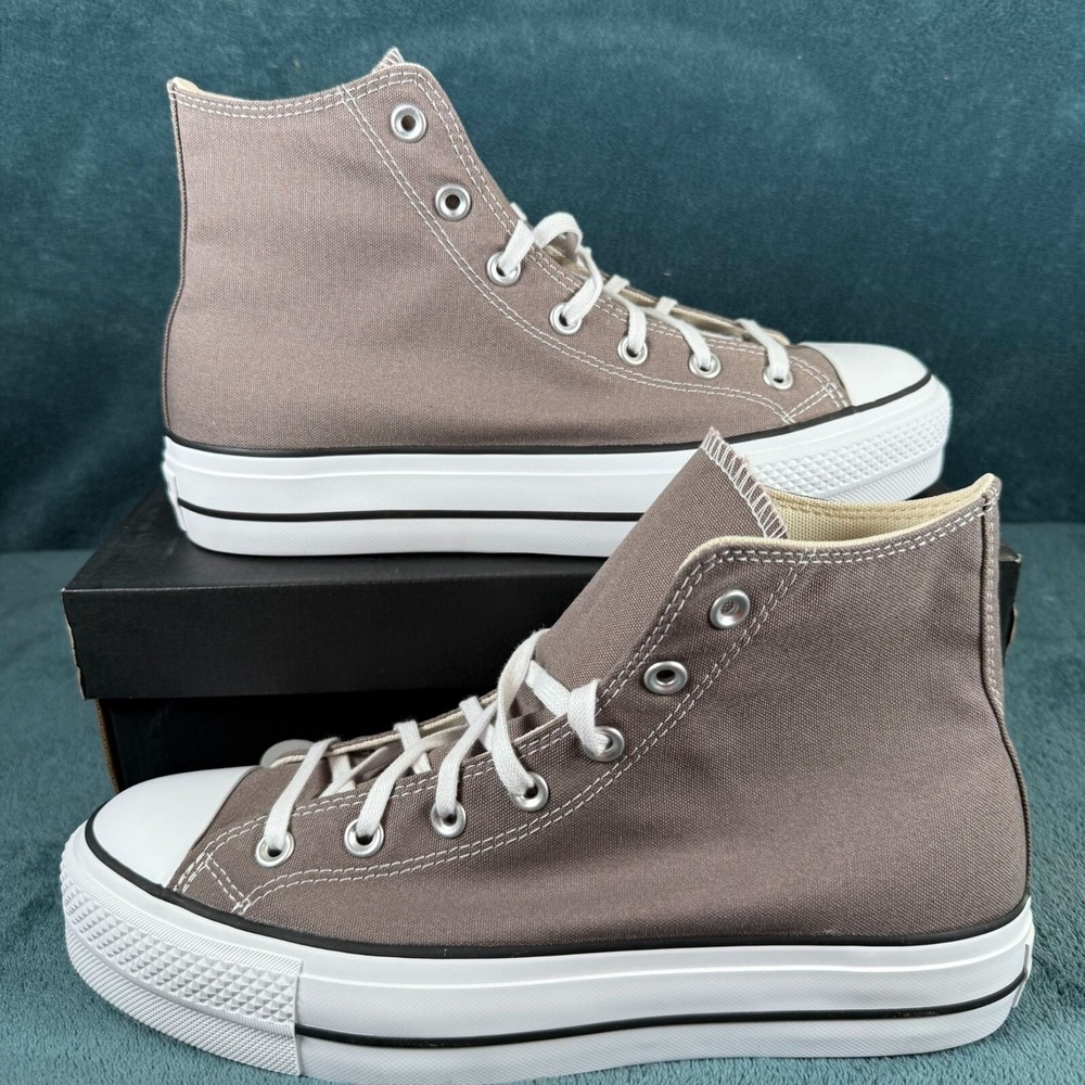 Converse All Star High-Top Women's Size 11 Gray Canvas Brown Rubber Sole/Toe Cap